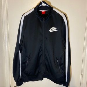 Nike Logo Track Jacket Men's XL Black Full Zip XL Pockets Stripe 544139-010